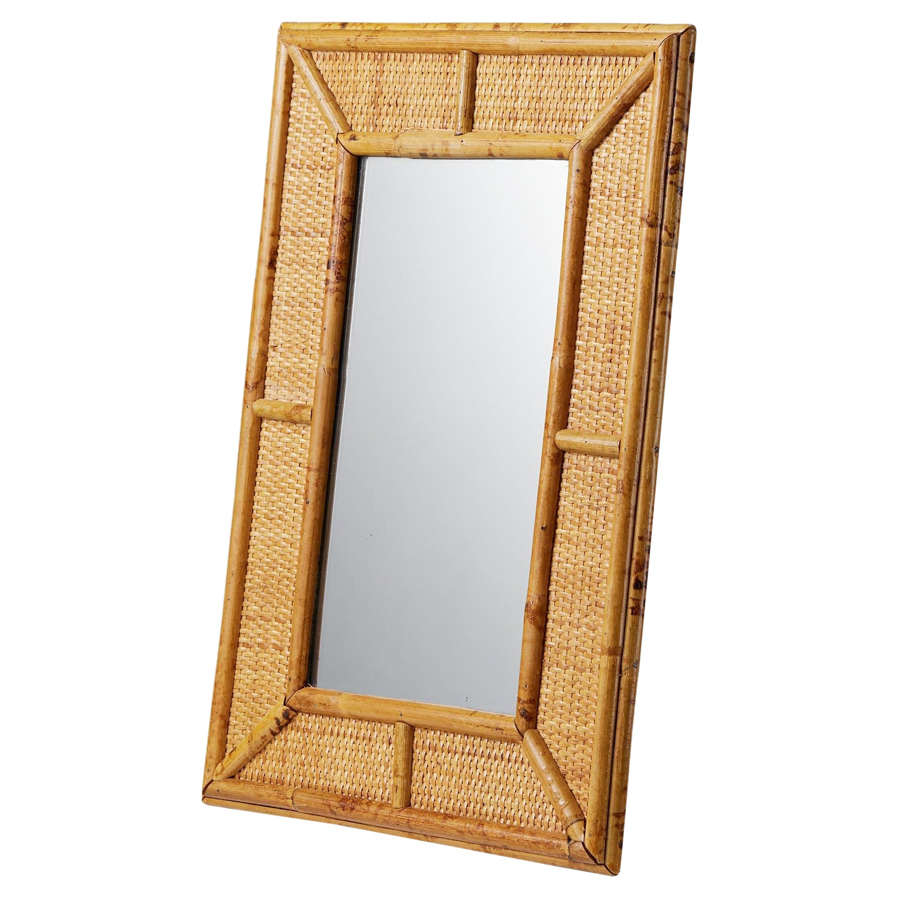 Mirror, anonymous for DUX, Sweden, 1940s, Bamboo, Rattan, wall hanging mirror For Sale