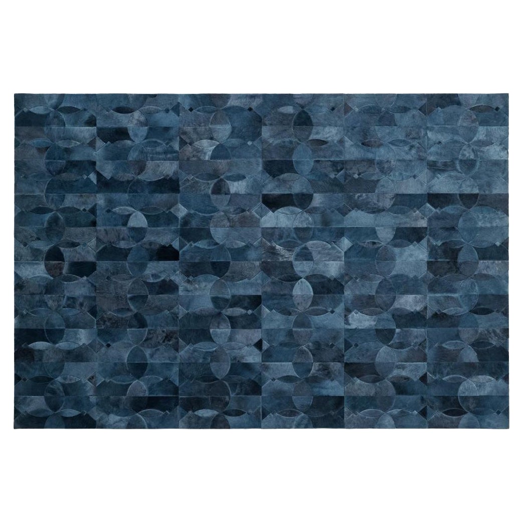 Alfombra de piel de vaca personalizable Rich Inky Petrol Camino Grande