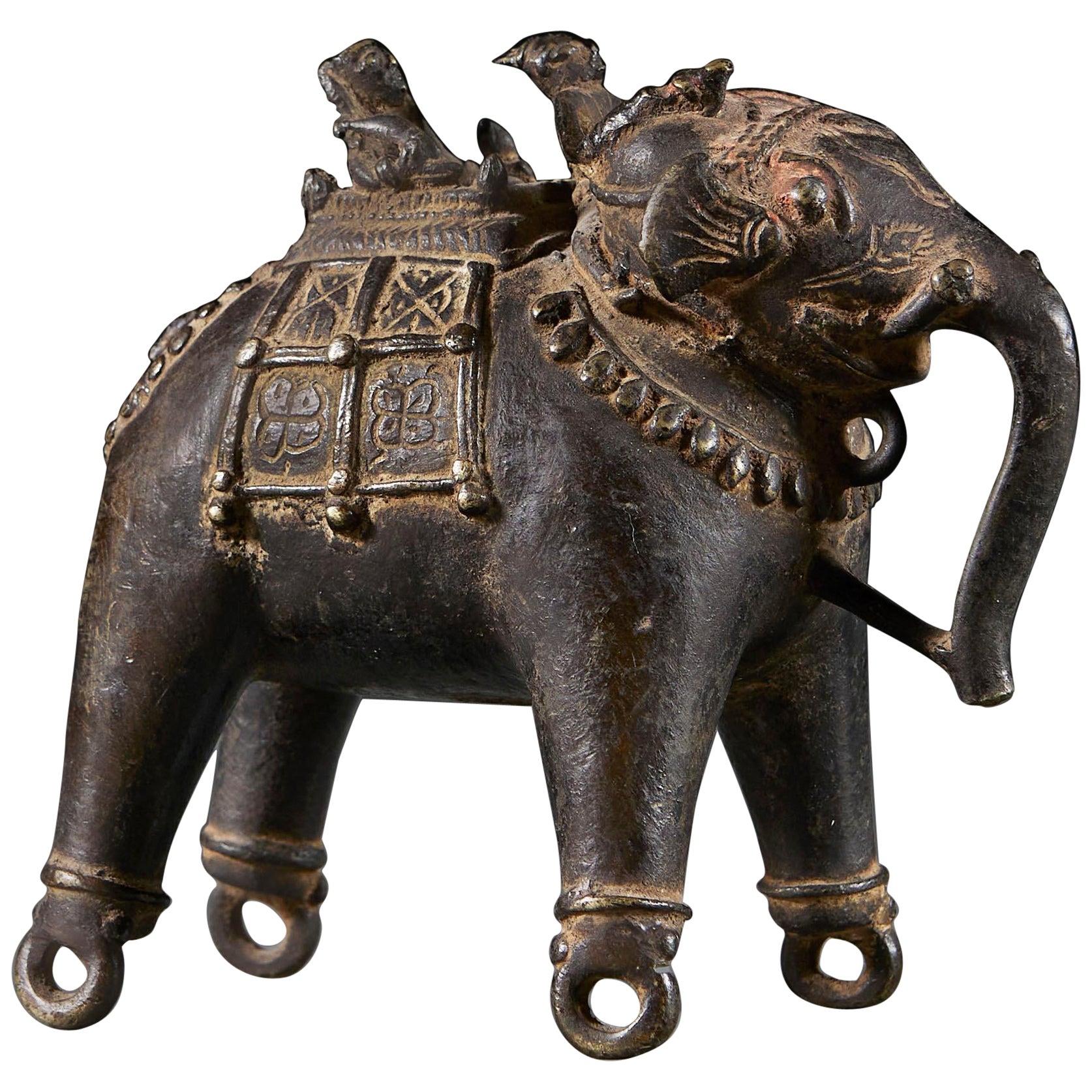A 19th Century Indian Bronze Elephant Toy  For Sale