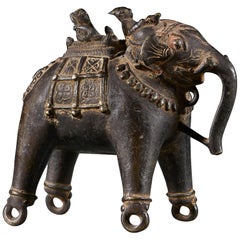 Antique A 19th Century Indian Bronze Elephant Toy 