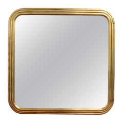 Retro Italian Art Deco Wall Mirror with Brass Frame (circa 1960s)