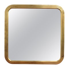 Vintage Italian Art Deco Wall Mirror with Brass Frame (circa 1960s)