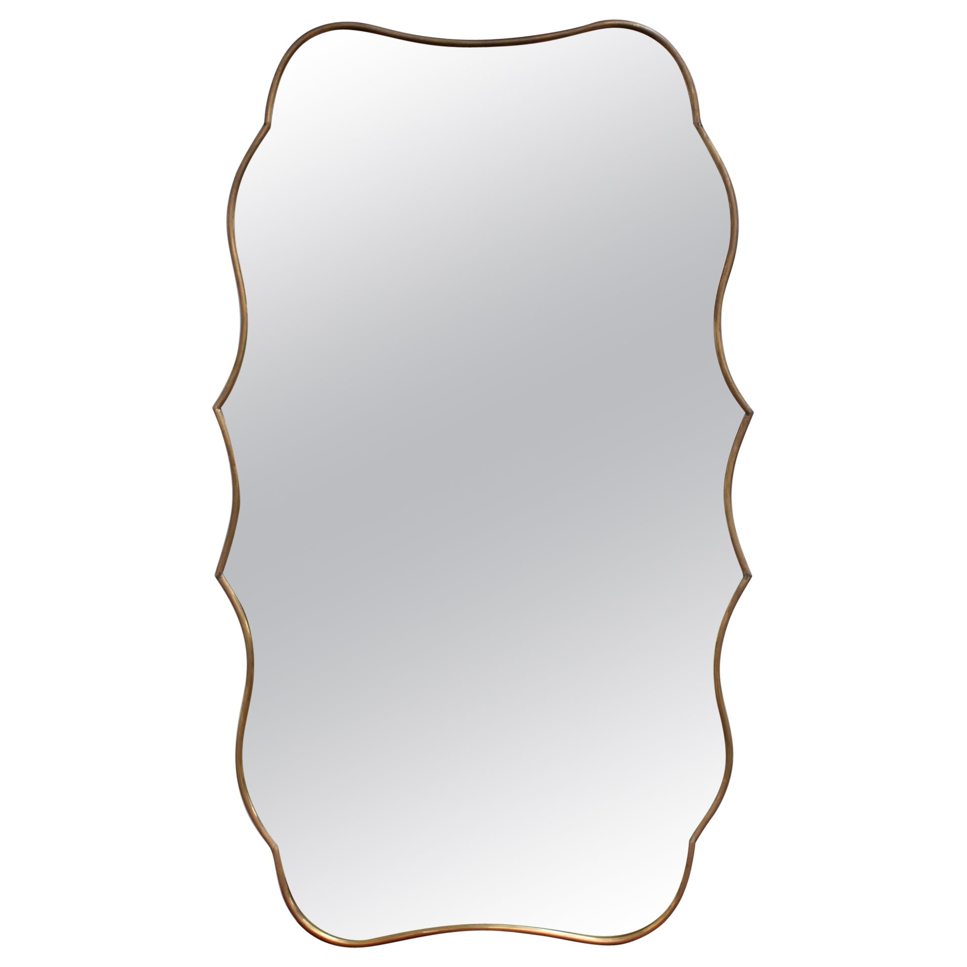 Mid-Century Italian Wall Mirror with Brass Frame (circa 1950s)