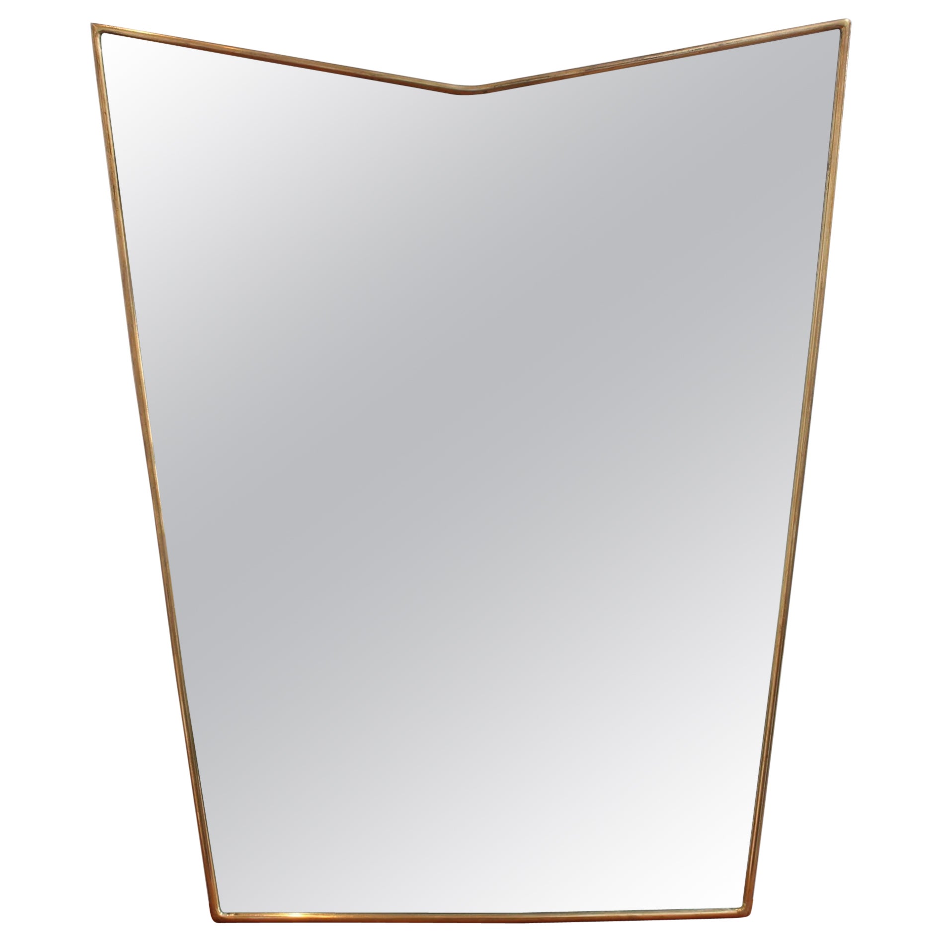 Vintage Italian Wall Mirror with Brass Frame (circa 1950s) For Sale