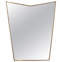 Retro Italian Wall Mirror with Brass Frame (circa 1950s)