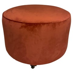 Vintage Mid-century French Stool reupholstered with an Orange Velvet 