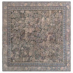 Authentic 19th Century Chinese Blue Purple Wool Rug