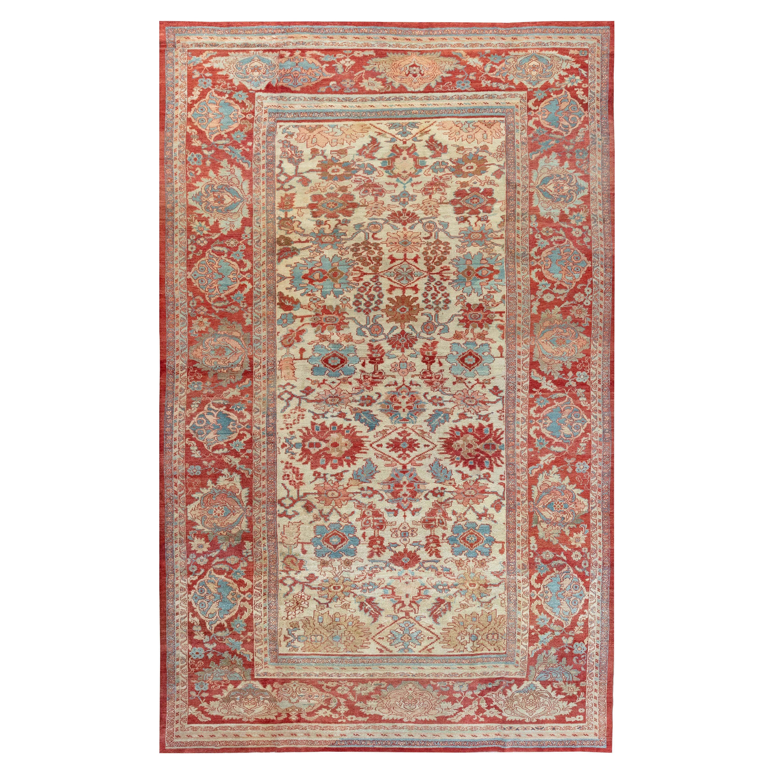1900s Persian Sultanabad Rug Size Adjusted For Sale