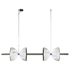 Ermes métal noir brossé et lampe à suspension en albâtre 2 by Alabastro Italiano
