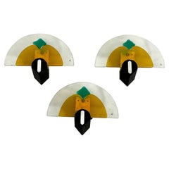 Postmodern Set of three thick Murano glass sconces. Italy 1980s