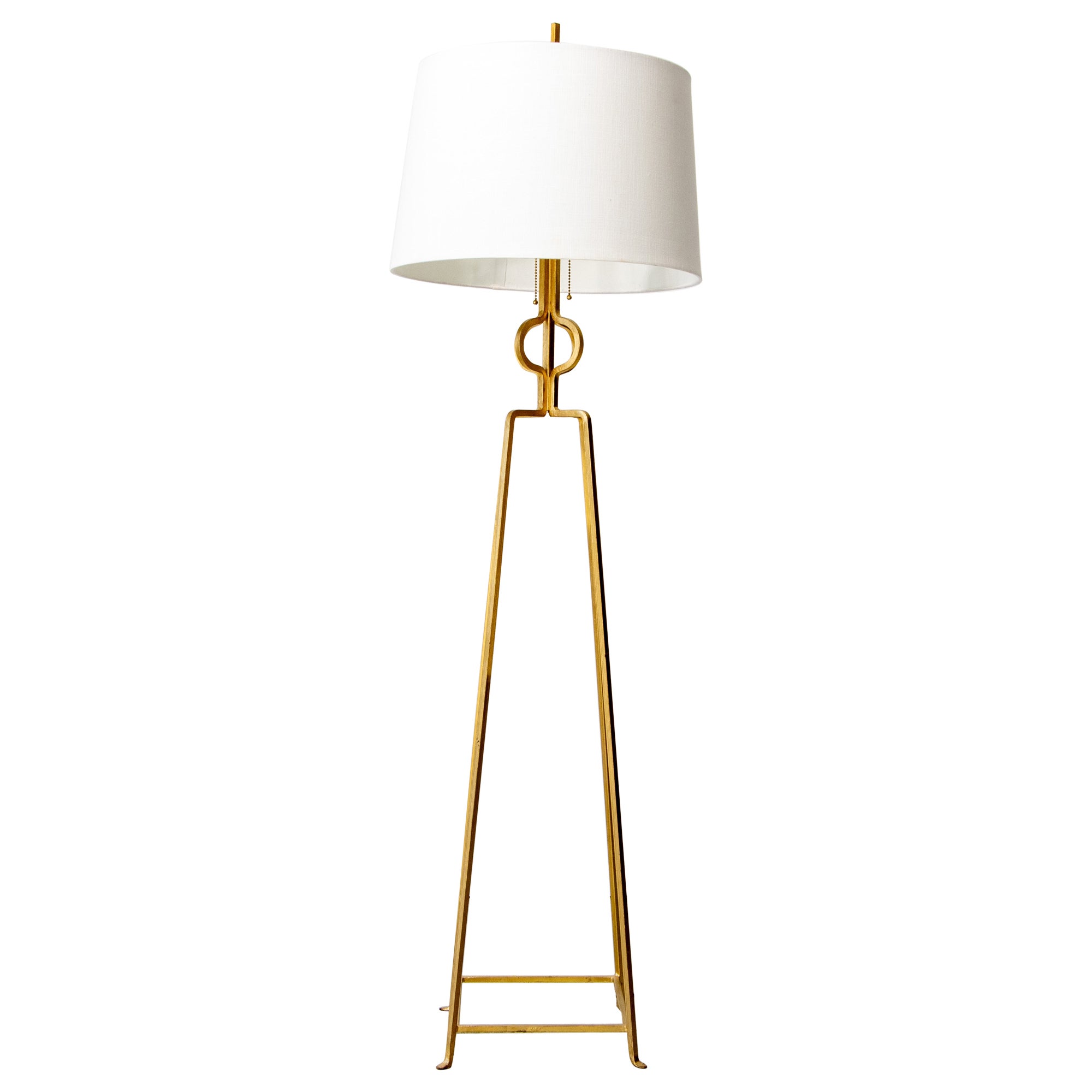 1960s Tommi Parzinger Gold Gilt enameled Iron Floor Lamp For Sale