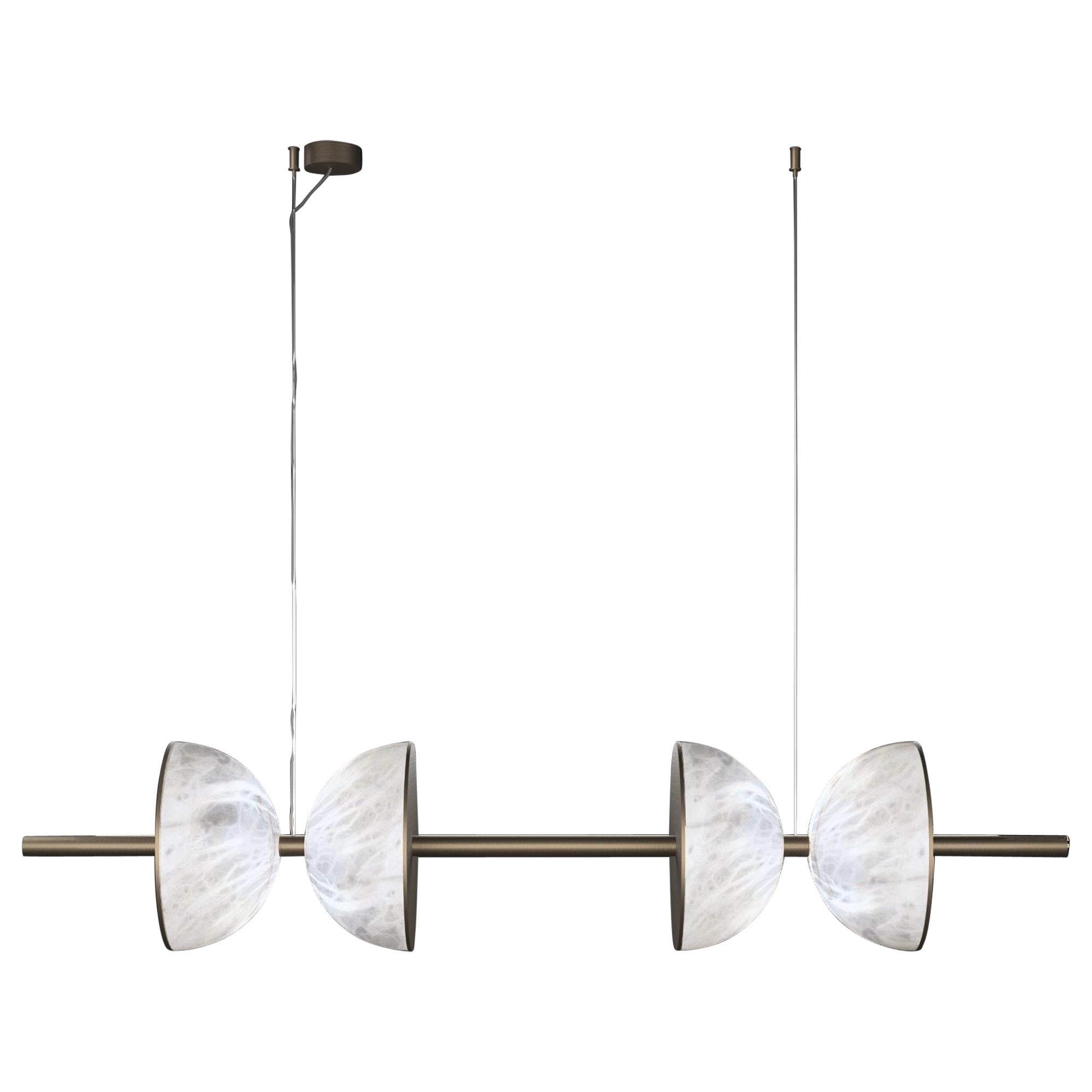 Ermes Burnished Metal And Alabaster Pendant Light 2 by Alabastro Italiano For Sale