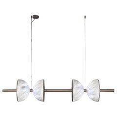 Lampe à suspension Ermes 2 en métal bruni et albâtre par Alabastro Italiano