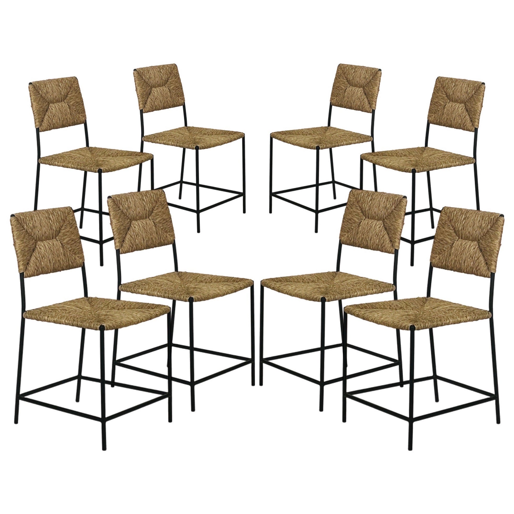 Ensemble de 8 chaises de salle à manger 'Campagne' par Design Frères en vente
