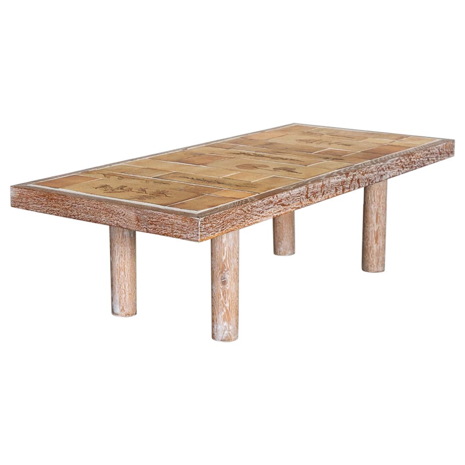 French Ceramic Tile Coffee Table  For Sale
