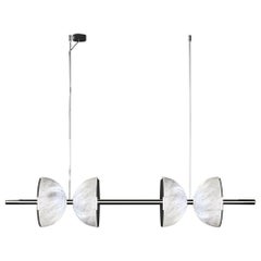 Ermes Metal Shiny Silver and Alabaster Suspension Light 2 by Alabastro Italiano