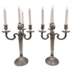 Pair of Boin-Taburet French Sterling Silver 4-Light Candelabra Rothschild Collec