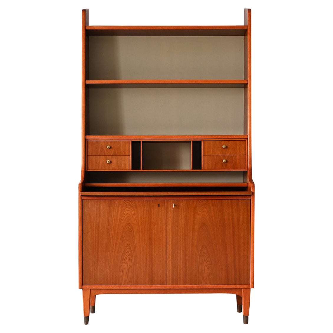 Scandinavian teak bookcase with pullout desk For Sale at 1stDibs