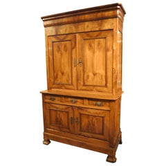 Antique French Louis Philippe Buffet Deux Corps in Cherry Wood, Circa 1830