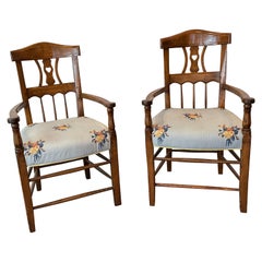 Retro French Arm Chairs, Pair