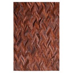 Rust Red Wavy Customizable Cowhide Russet Onda Area Rug XLarge (rouille, rouge, ondulé)