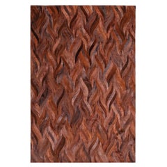 Tappeto per l'area di ruggine rosso ondulato personalizzabile in pelle di mucca Russet Onda XXL grande