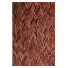 Tapis Onda personnalisable en cuir de vache rouge rouille et ondulé XXLarge