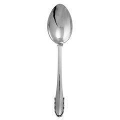 Vintage Georg Jensen Beaded Sterling Silver Dessert Spoon 021