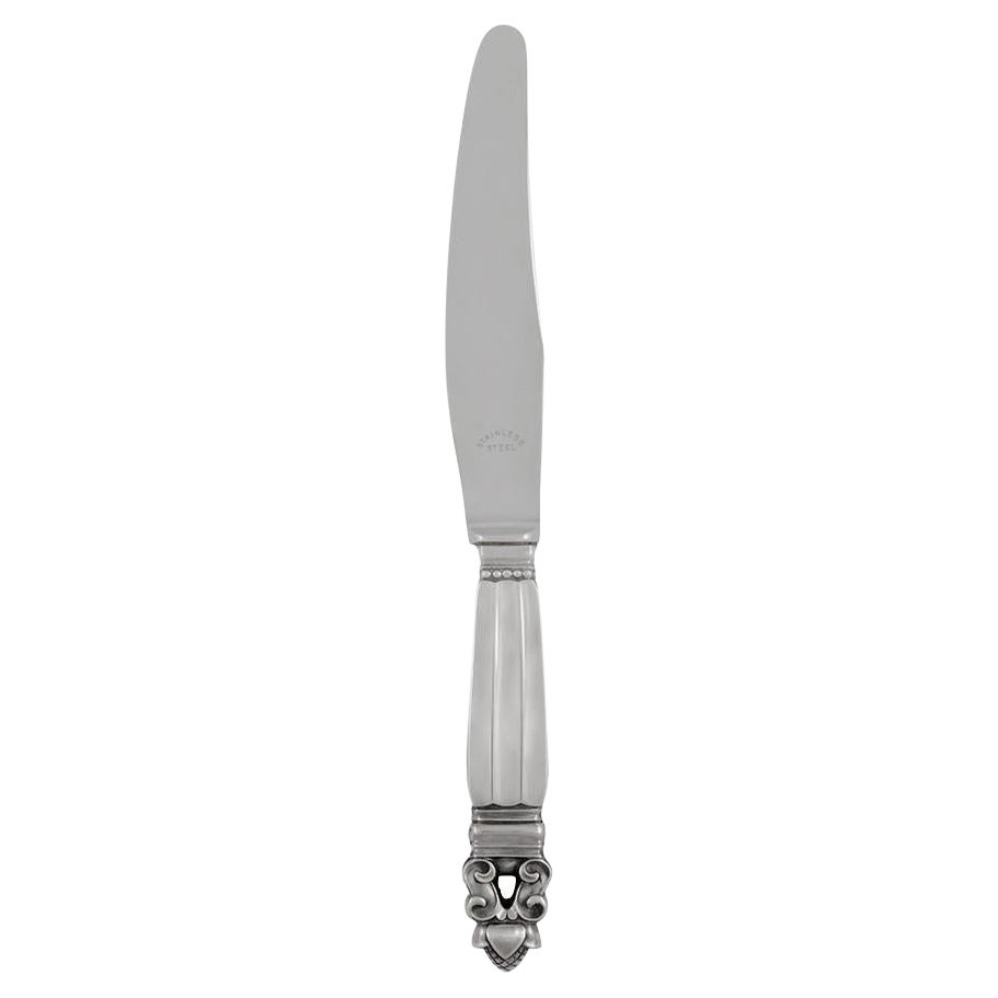 Georg Jensen Couteau de table à manche court en argent Sterling Acorn 023