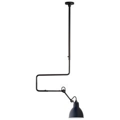 DCW Editions La Lampe Gras N°312 L Pendant Lamp in Black Arm and Blue Shade