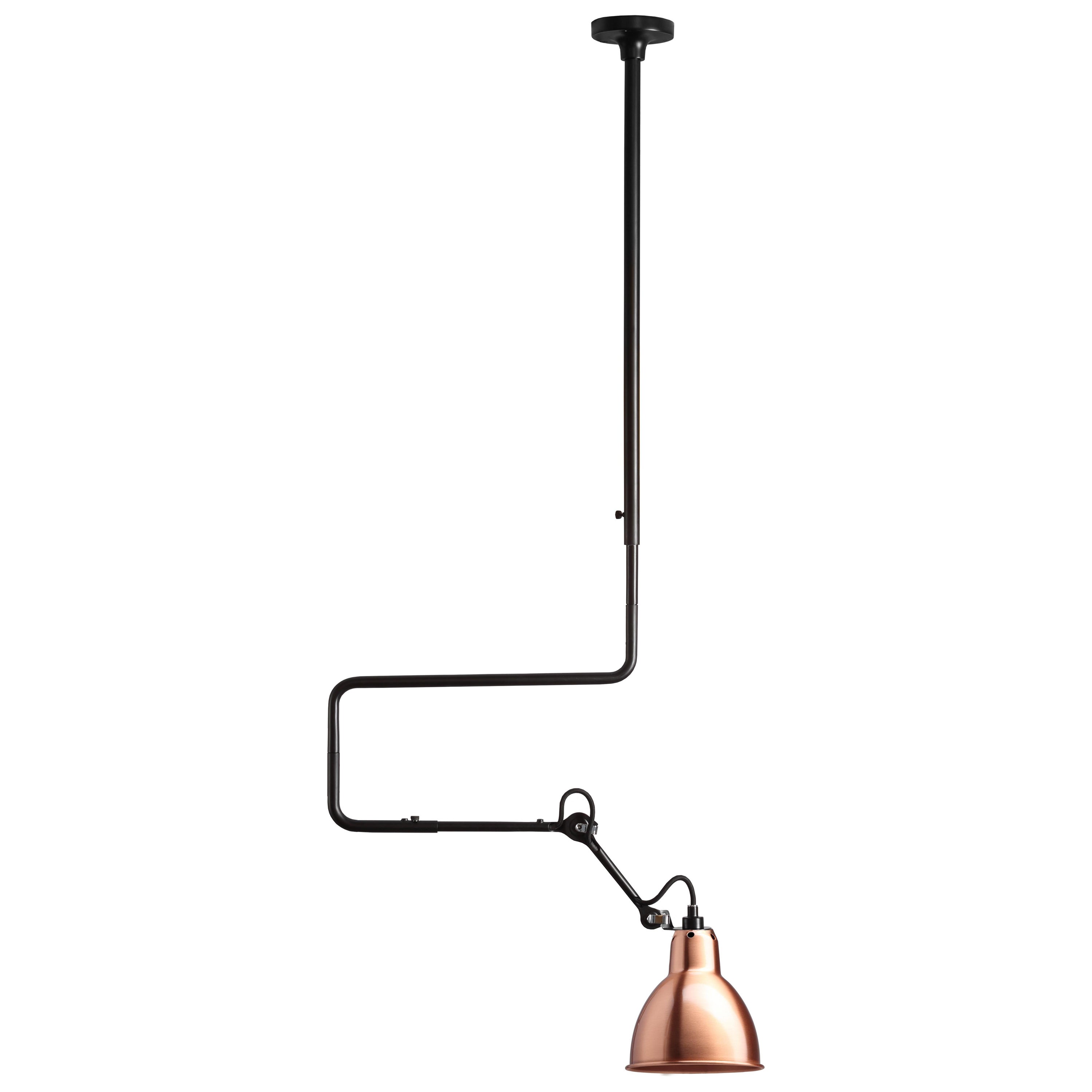 DCW Editions La Lampe Gras N°312 L Pendant Lamp in Black Arm and Copper Shade
