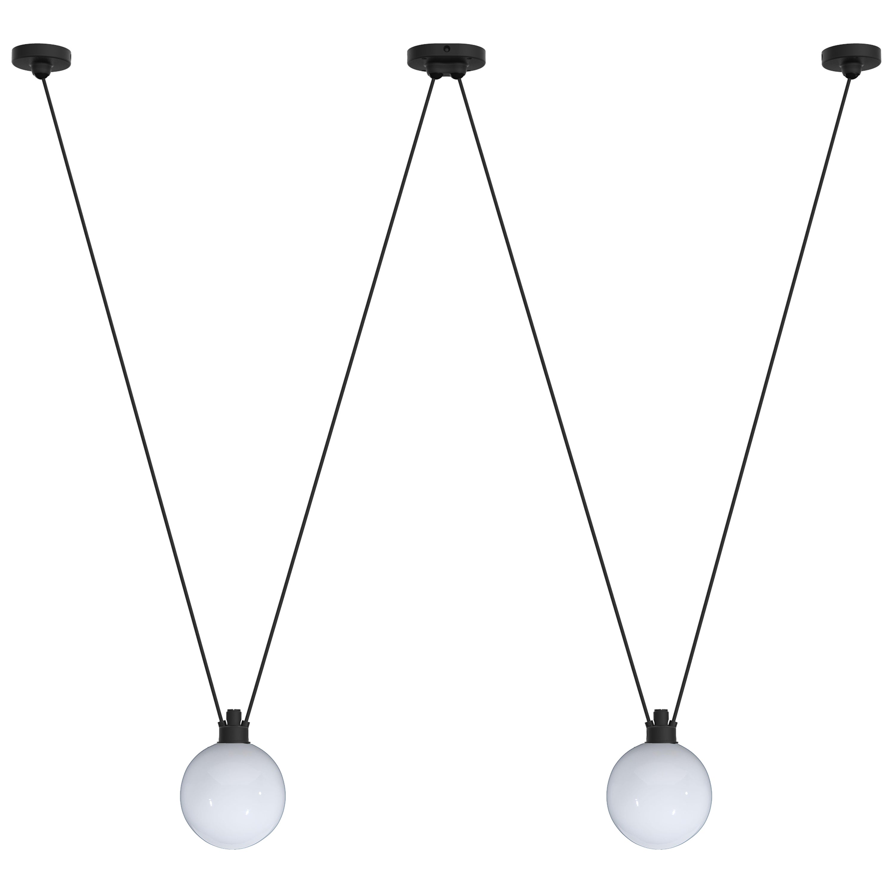 DCW Editions Les Acrobates N°324 Pendant Lamp in Black Arm and Small Glassball