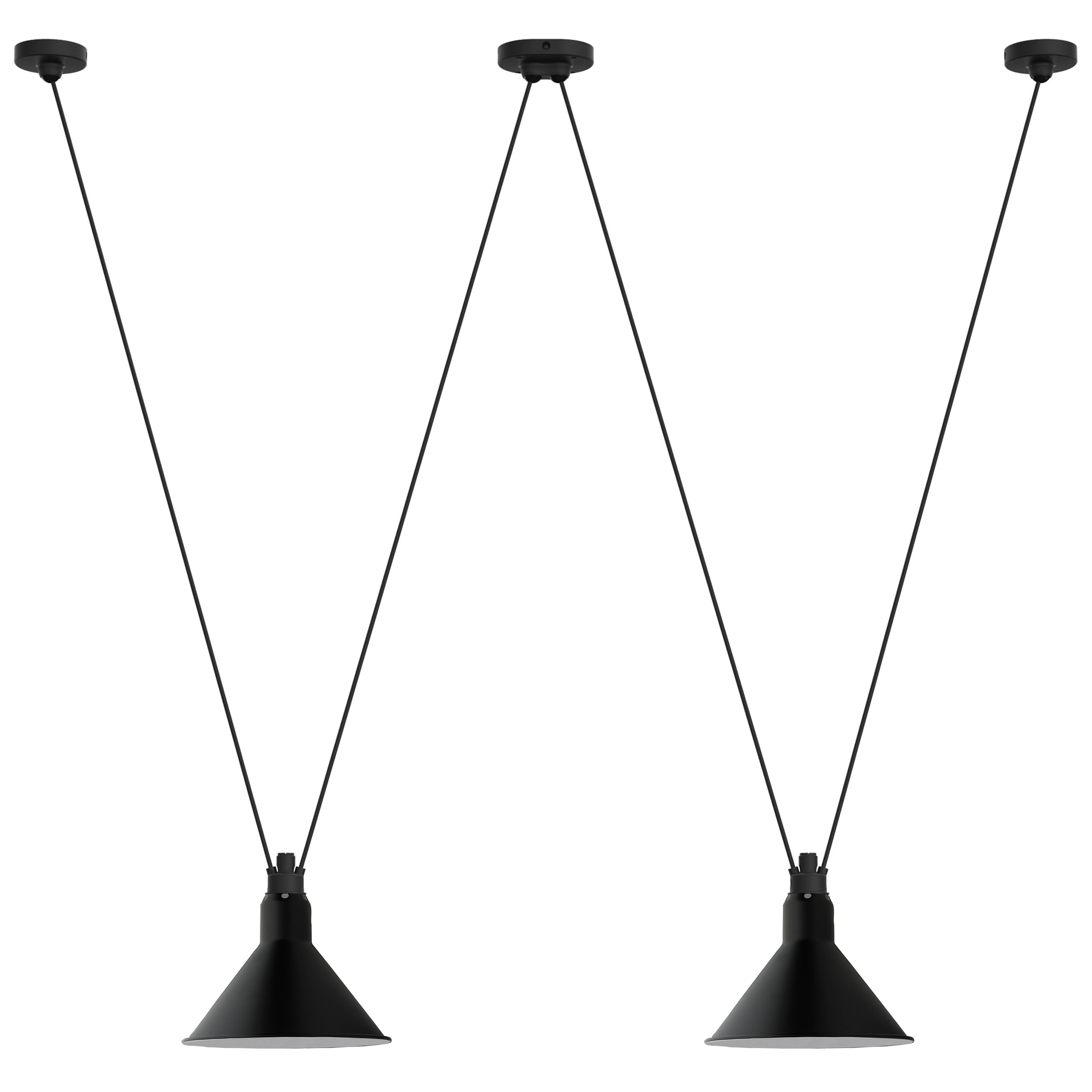 DCW Editions Les Acrobates N°324 Grande lampe suspendue conique avec abat-jour noir