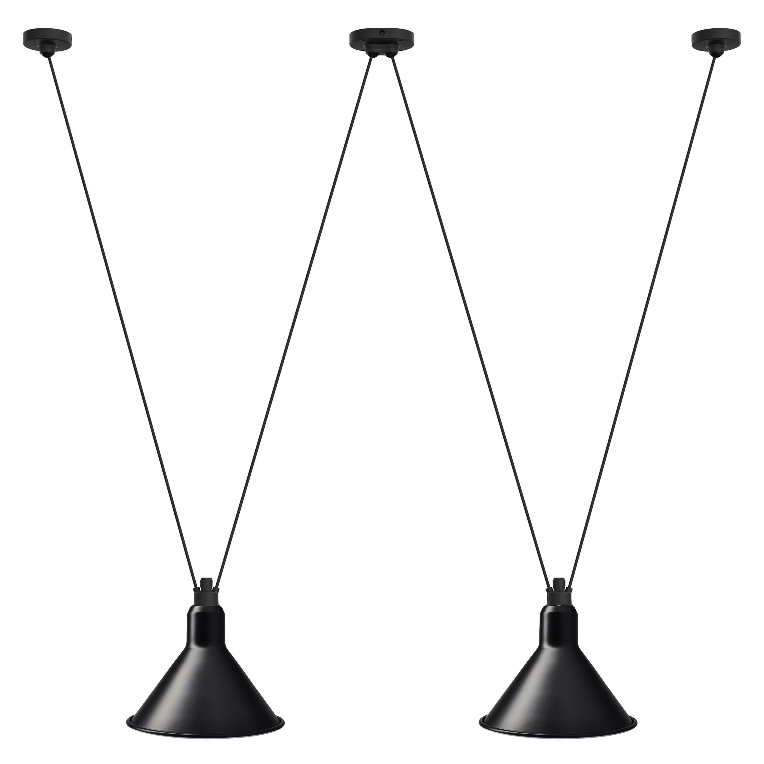 DCW Editions Les Acrobates N°324 XL Conic Pendant Lamp in Black Shade