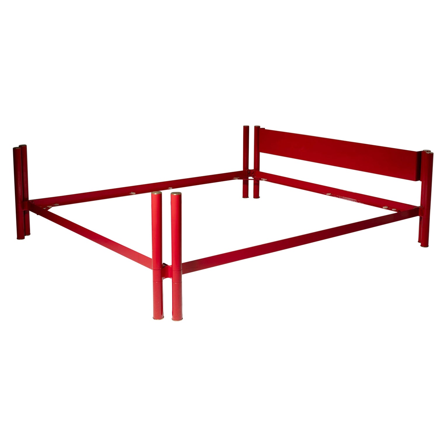 Red Steel "Bambù" Double Bed by Giovanni Ausenda for Ny Form, Italy, 1970s For Sale