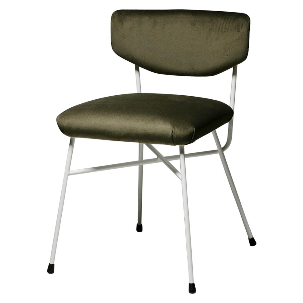 „Urania“ Stuhl mit weißem Gestell und grünem Samt von BBPR für Arflex. Italien, 1950er Jahre