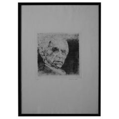 Vintage Maurizio Bini, Etching on paper, 1960s, Framed
