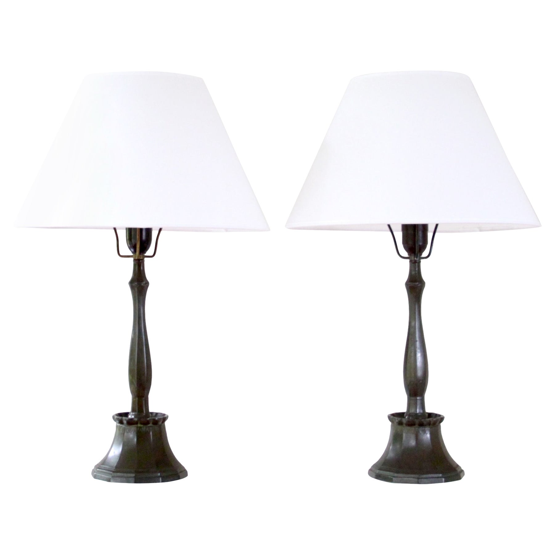 Pair of Just Andersen Lamps, Scandinavian Art Deco, Denmark 1920s For Sale