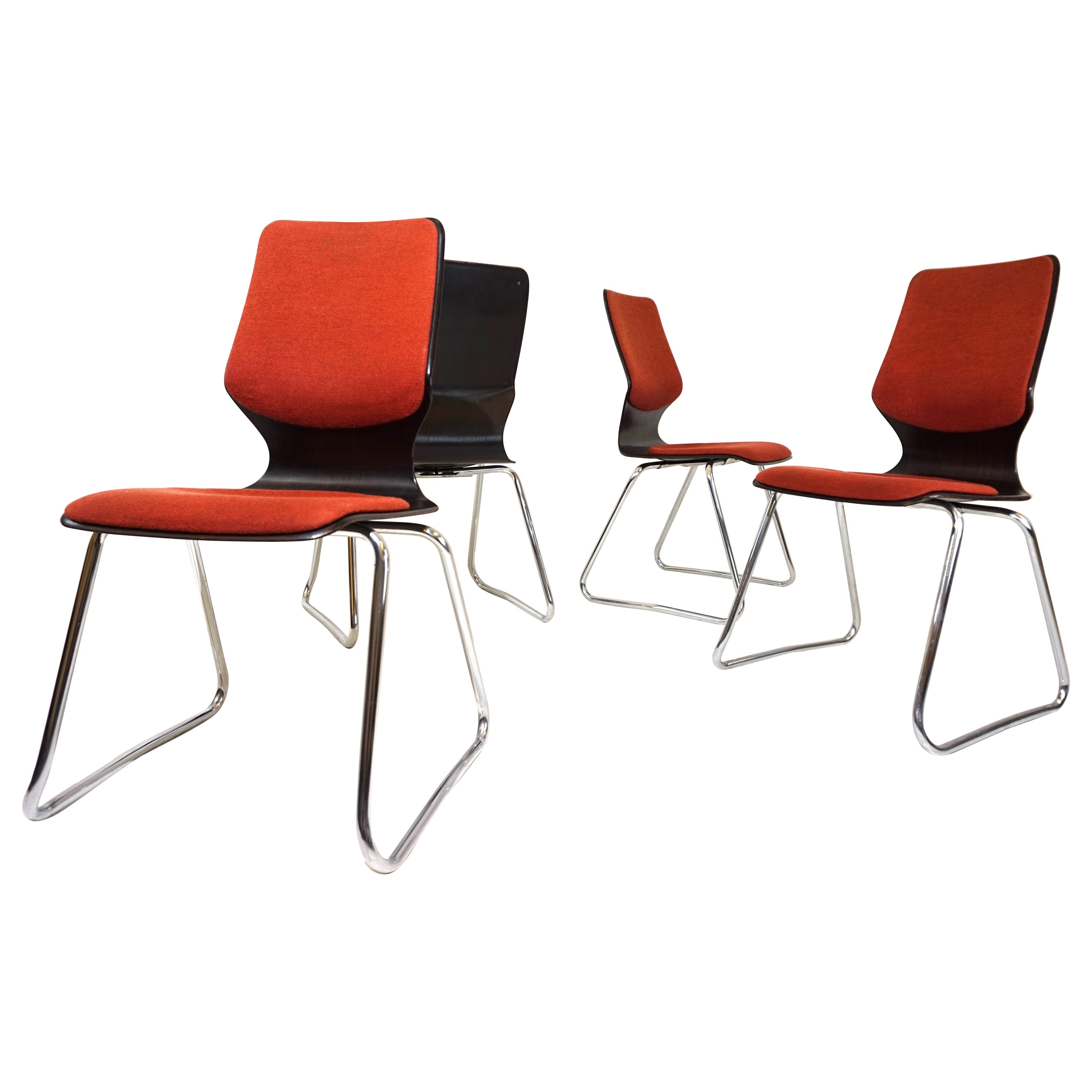 Flötotto set of 4 Pagholz chairs by Elmar Flötotto For Sale