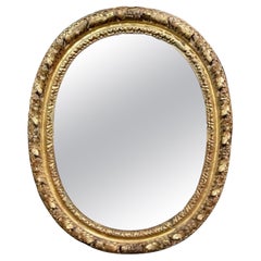 18th Century French Carved and Giltwood Oval Mirror