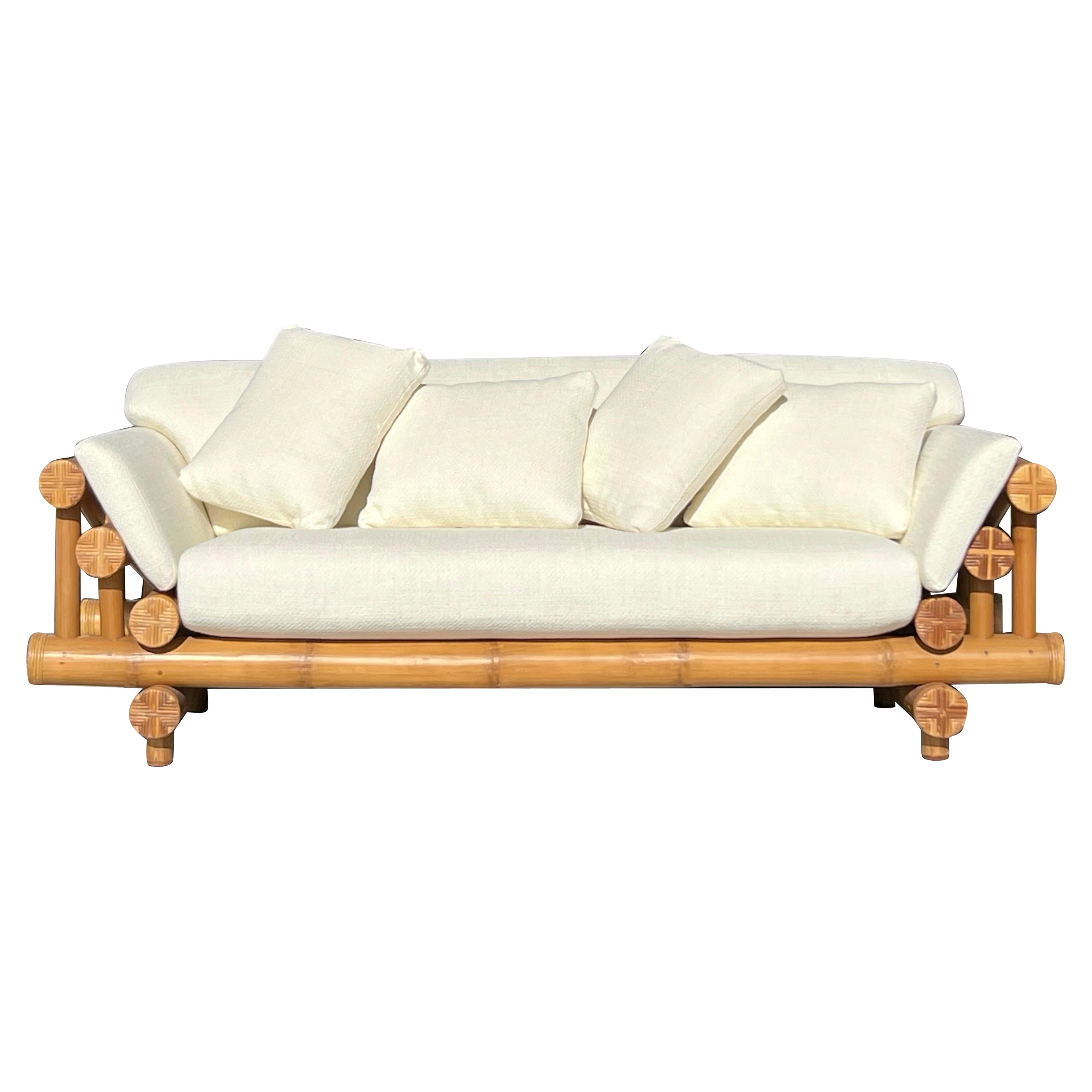 Skulpturales Bambus-Rattan-Sofa, 1970er Jahre im Angebot