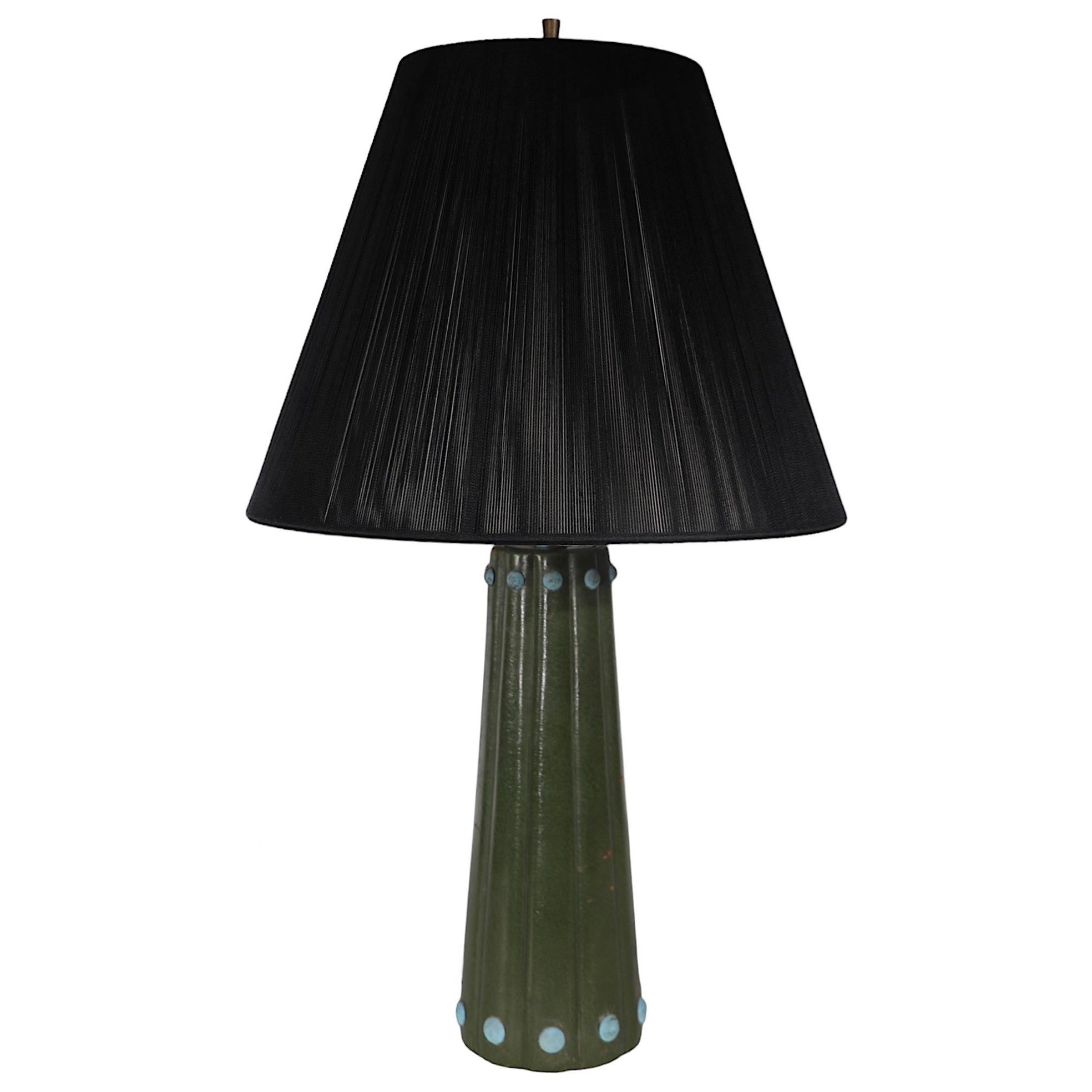 Leather Wrapped Table Lamp after Adnet c 1940’s For Sale