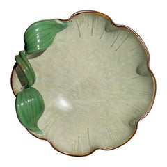 Swedish 1940s Organic Art Nouveau Light Green Leaf Bowl