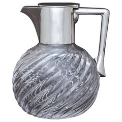 Sterling Silver Topped Cut Glass Claret Jug, Hallmarked London 1895