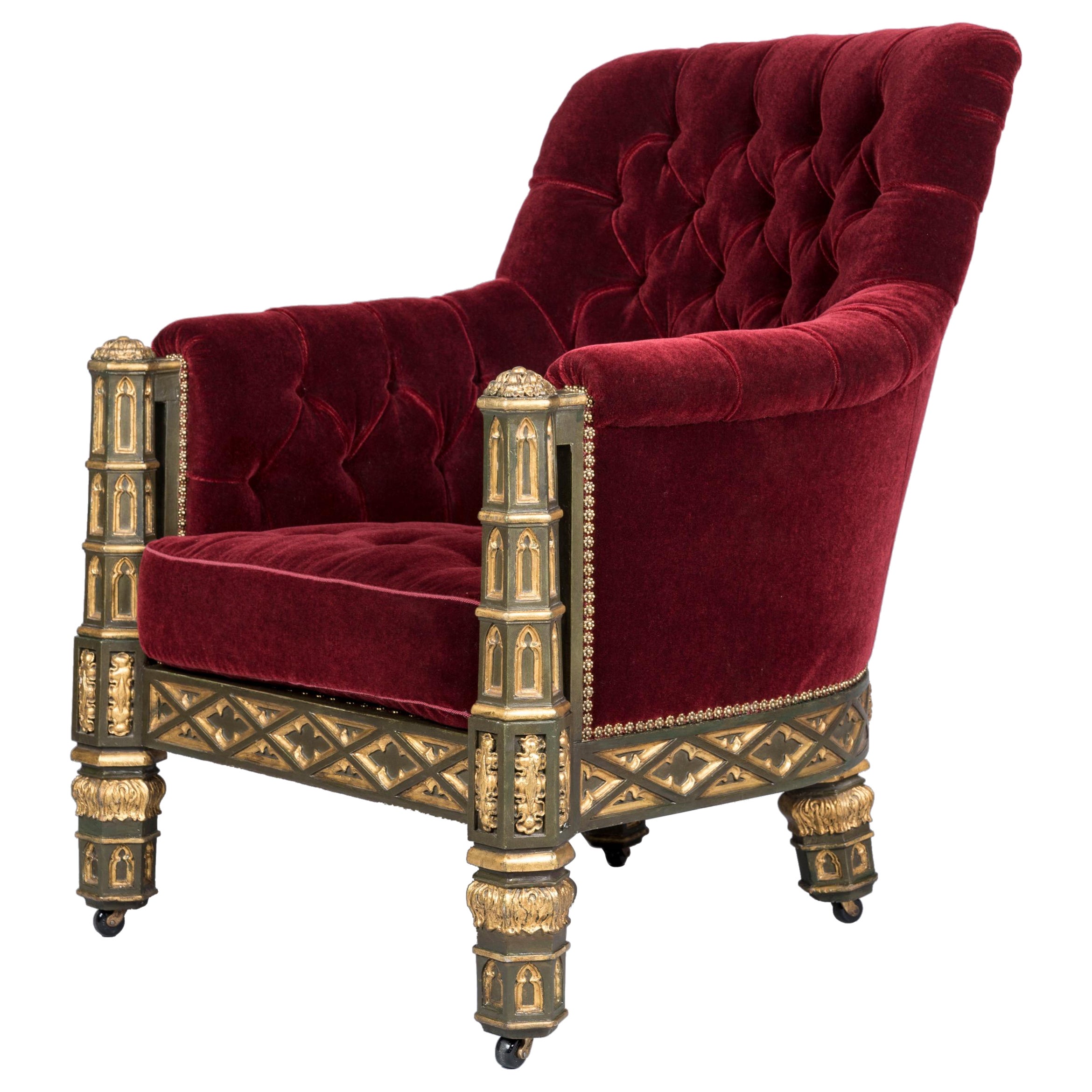 Rare 19th Century Gothic Revival Armchair from Eaton Hall by Gillows For Sale