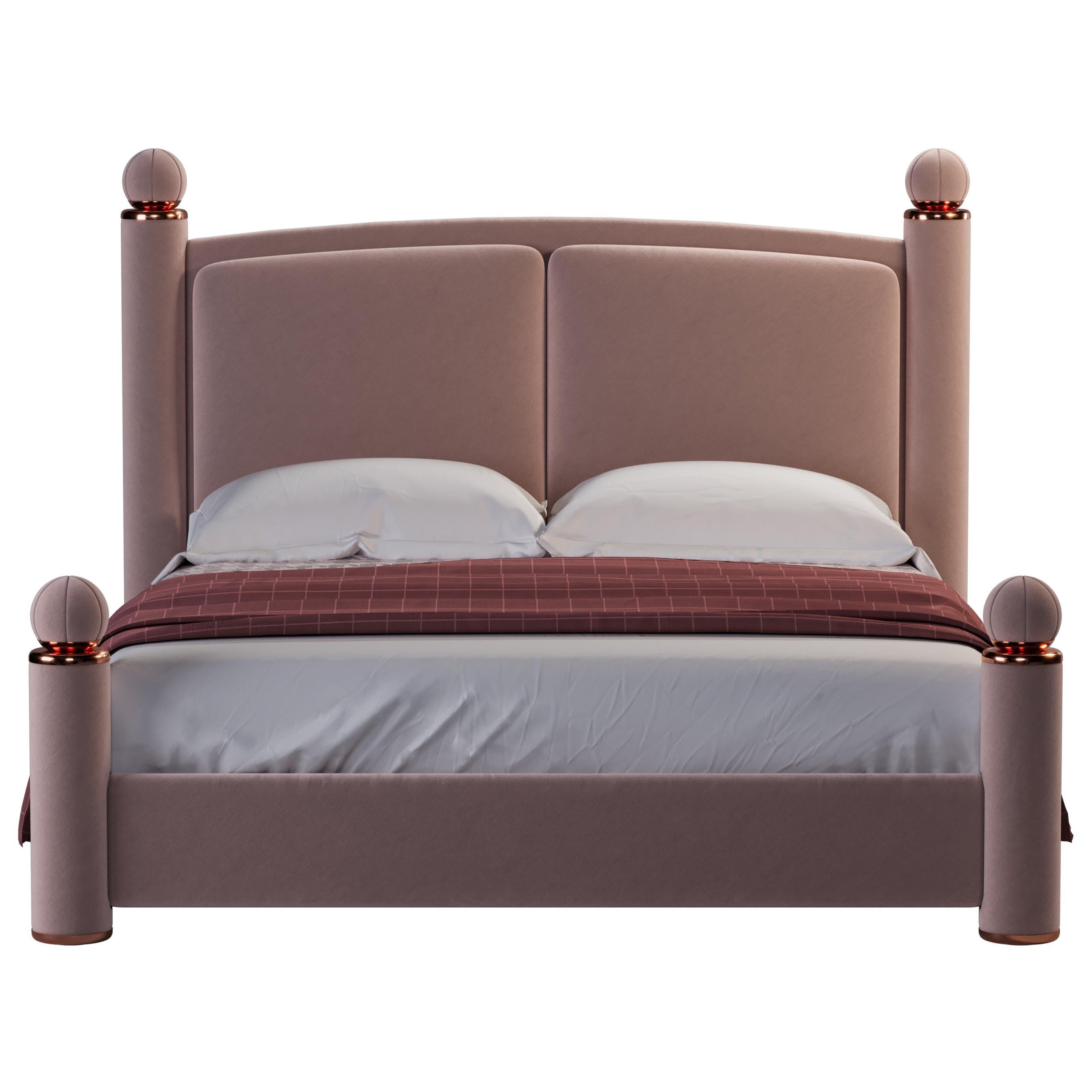 Modernes Vitti-Bett aus Kupfer, mattem Samt von Ottiu, Mi-Century Modern im Angebot