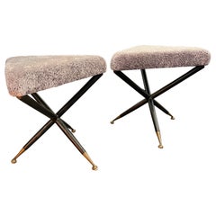 Pair Cesare Lacca triangular stools or ottomans 