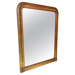Louis Philippe Style Large French Wall Mirror With Gold Leaf Frame