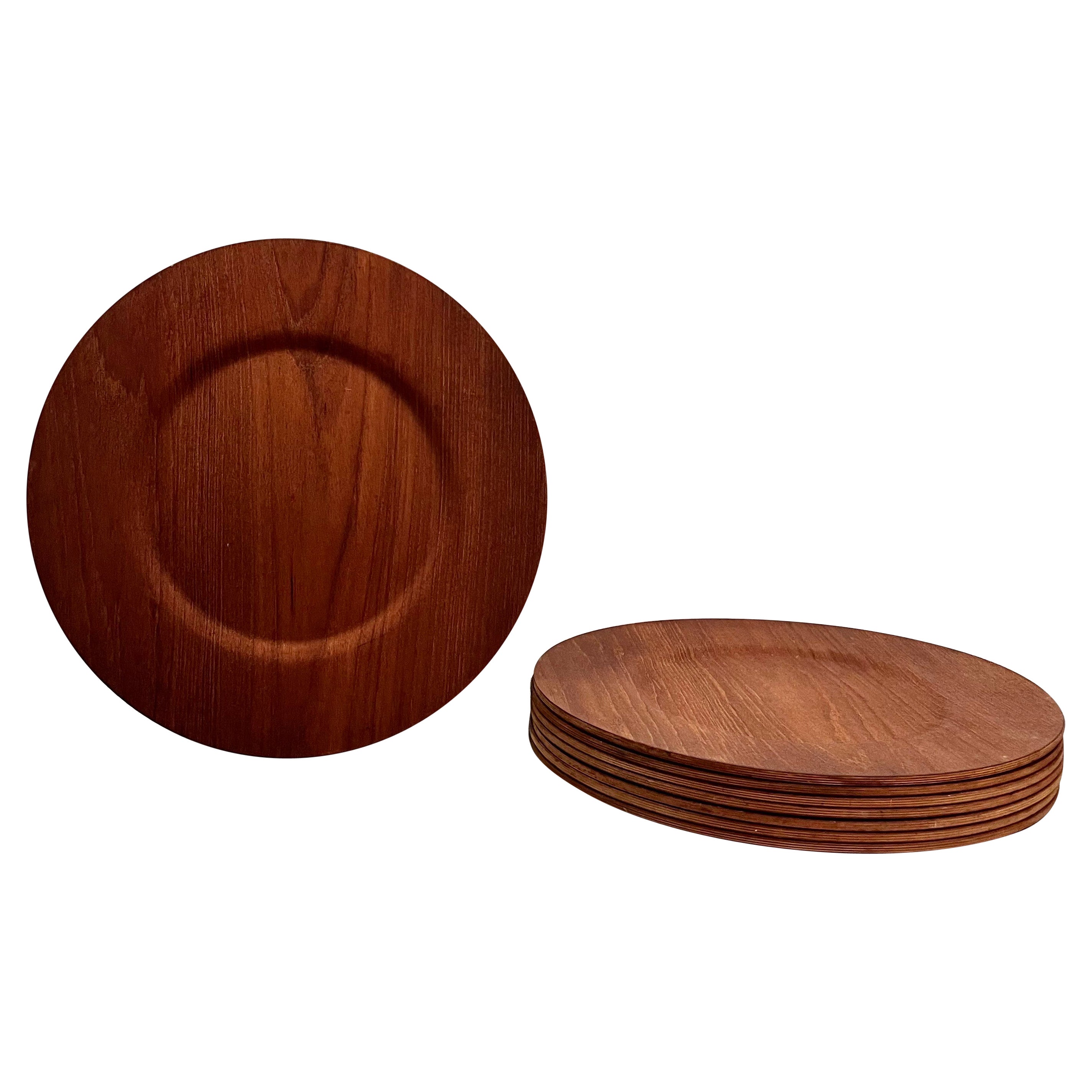  Mid Century Nordika Teak Danish Chargers or Plates 8 For Sale