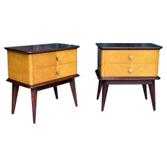Pair of French  Mid Century Satinwood Nightstands